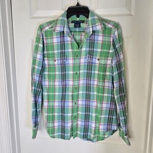 Ralph Lauren‎ Green Plaid Cotton Flannel Boys Shirt 12